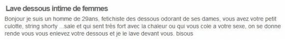 Petites annonces érotiques : Lave dessous intimes de femmes