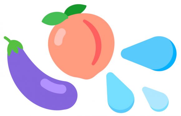 emoji aubergine, pêche et goutte d'eau