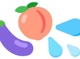 émoji aubergine, pêche et goutte d'eau