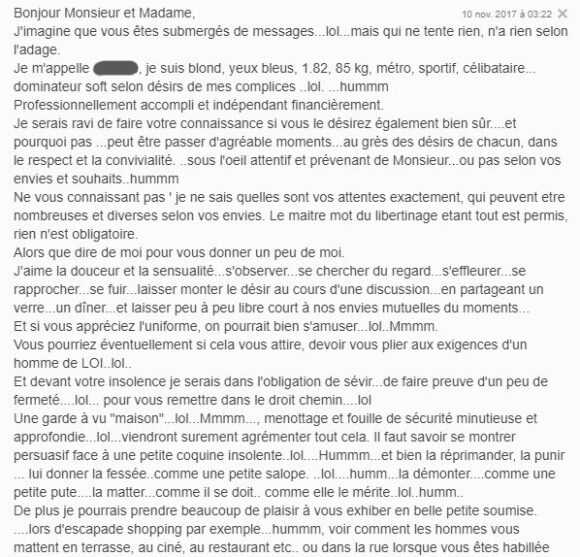 envoyer un pavé érotique en guise de premier contact