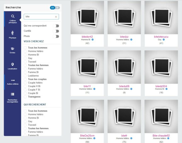 Erreur n°1 sur les sites libertins : un pseudo commençant par "bite" Erreur n°1 sur les sites libertins : un pseudo commençant par "bite"